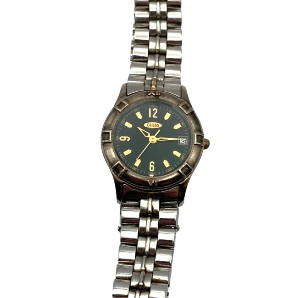 VTG Guess 1995 Dark Green Womens Watch 26mm - New Battery Wrist 7.25 Can Shorten